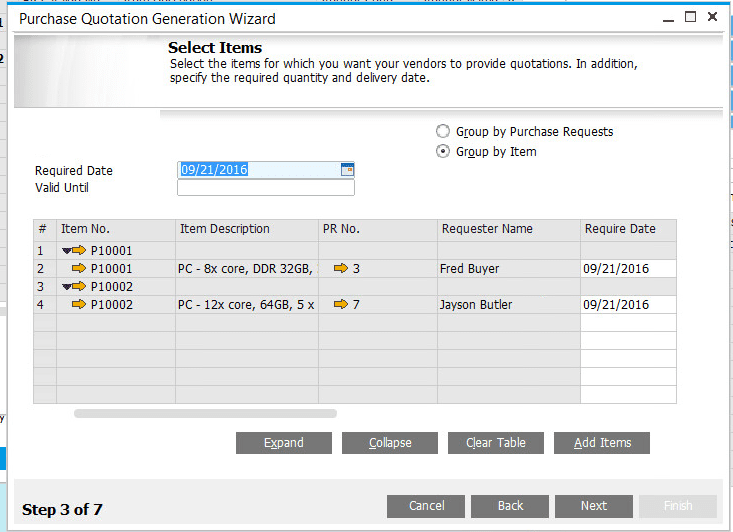 Purchase Quotation Generation Wizard