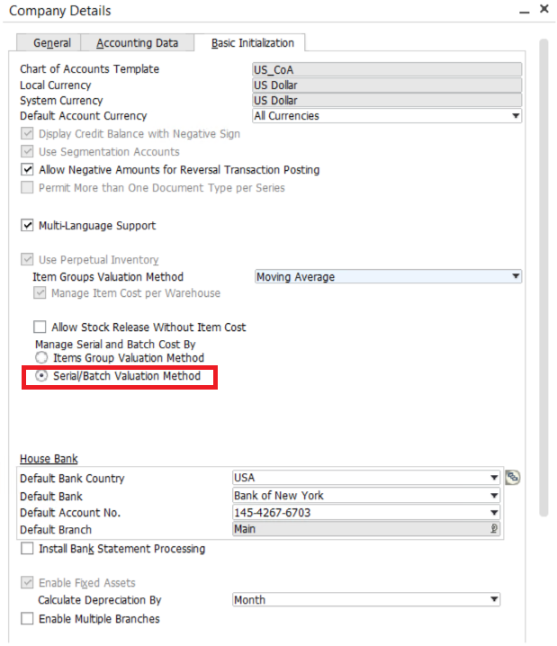 serial/batch valuation method in SAP Business One - 2