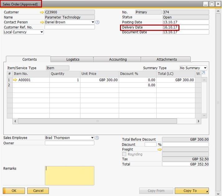 Support Spotlight Tips for Approval Process with Delivery Date Change in SAP Business One 9.33