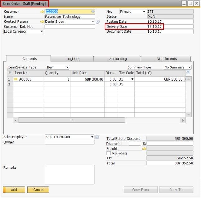Support Spotlight Tips for Approval Process with Delivery Date Change in SAP Business One 9.35