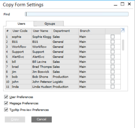 Copy Users in SAP Business One