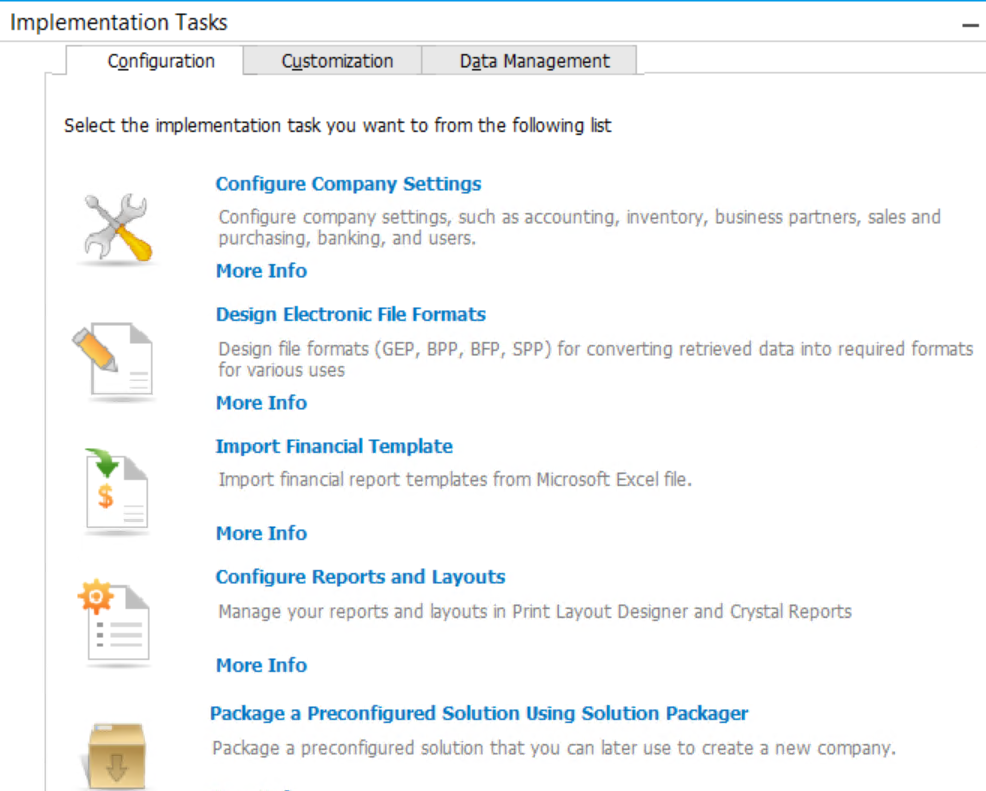 Implementation Center in SAP Business One