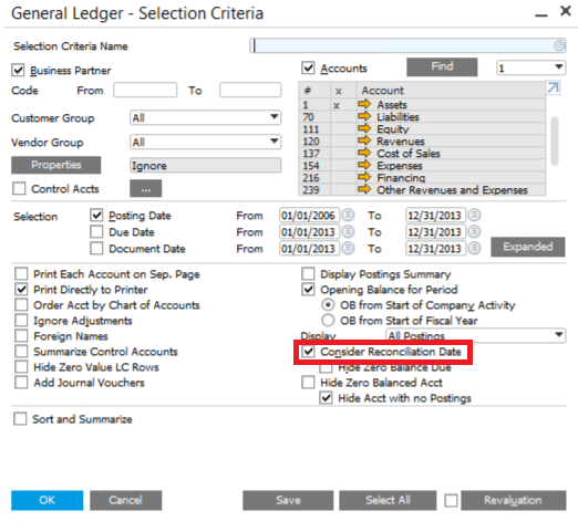 Reconciliation Date in SAP Business One
