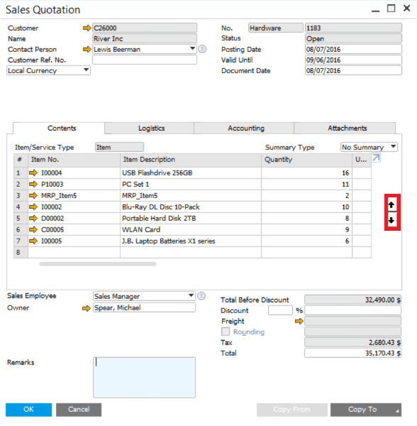 Change Orders in SAP Business One