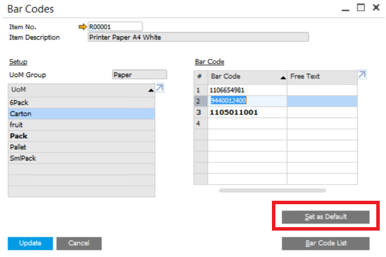 Bar Codes in SAP Business One