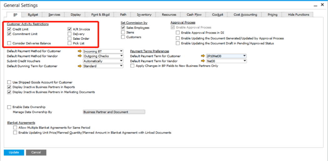 Credit & Commitment Limit in SAP Business One