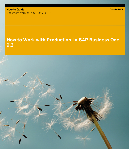 How to Work with Production in SAP Business One 9.3