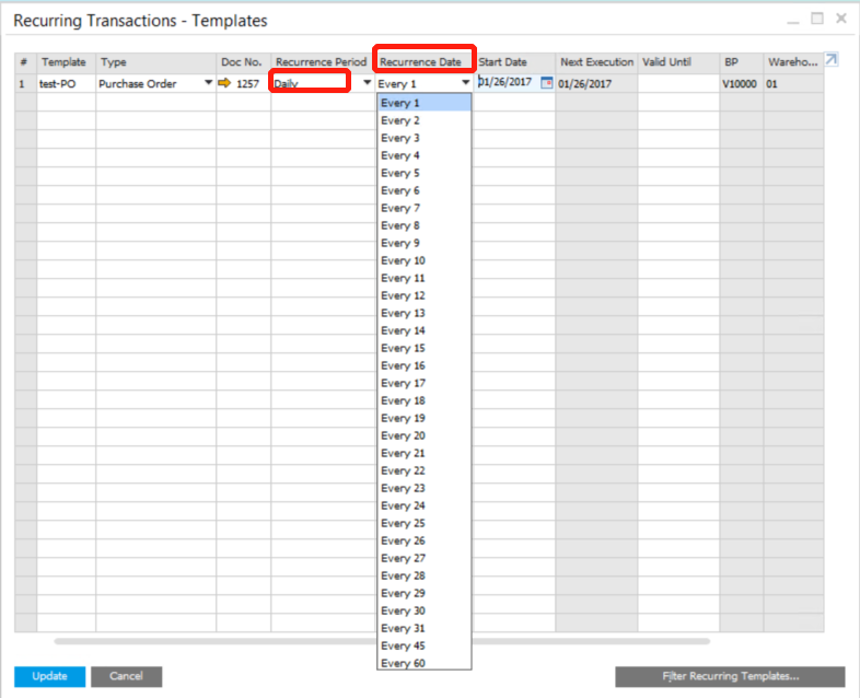 Recurring Transaction in SAP Business One