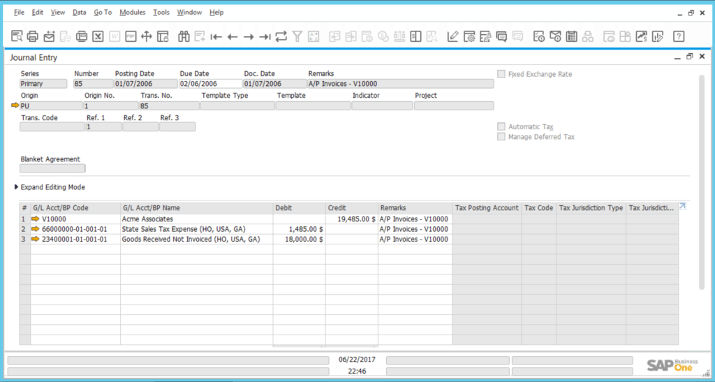 SAP-Business-One-Journal-Entry-Preview-2