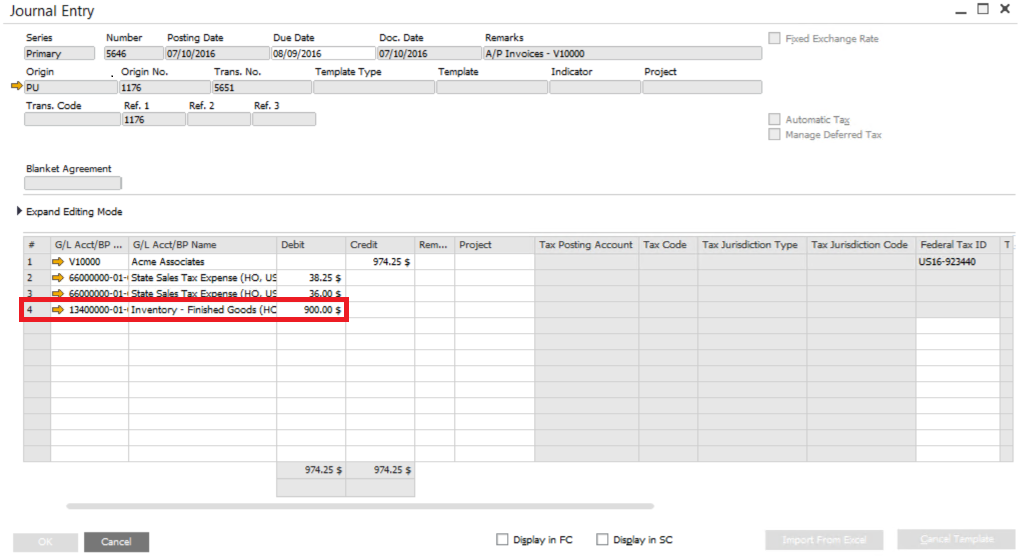 Split-Journal-Entry-in-SAP-Business-One-2