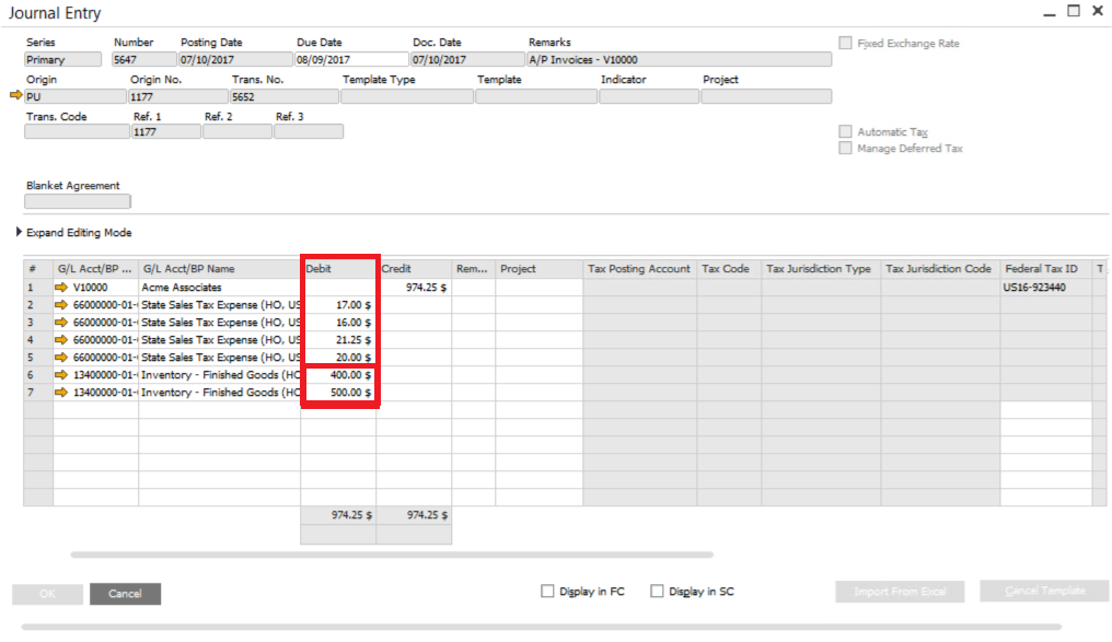 Split-Journal-Entry-in-SAP-Business-One-4